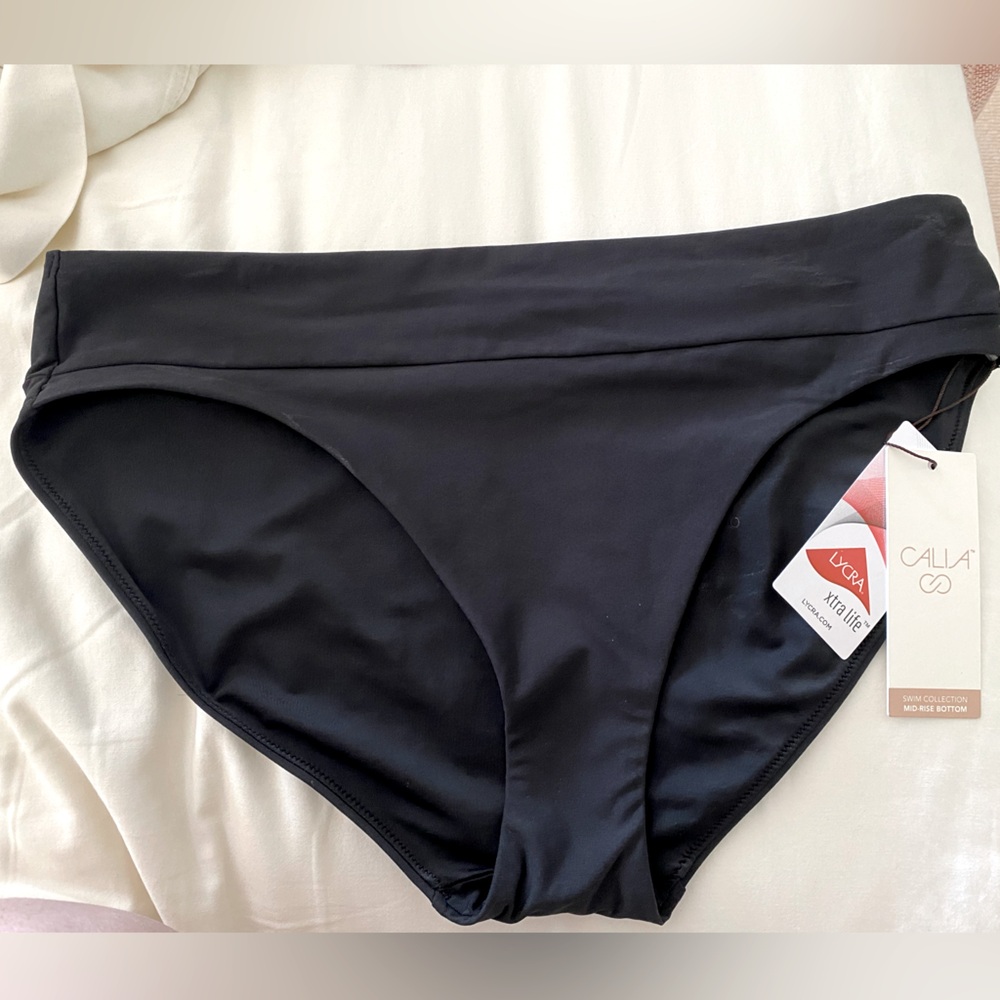 Black Mid Rise Swim Bottoms